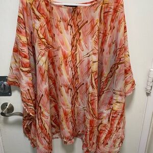 Ashley Stewart Multicolor Abstract kimono style w/Huge sleeves & seam sides,XXXL